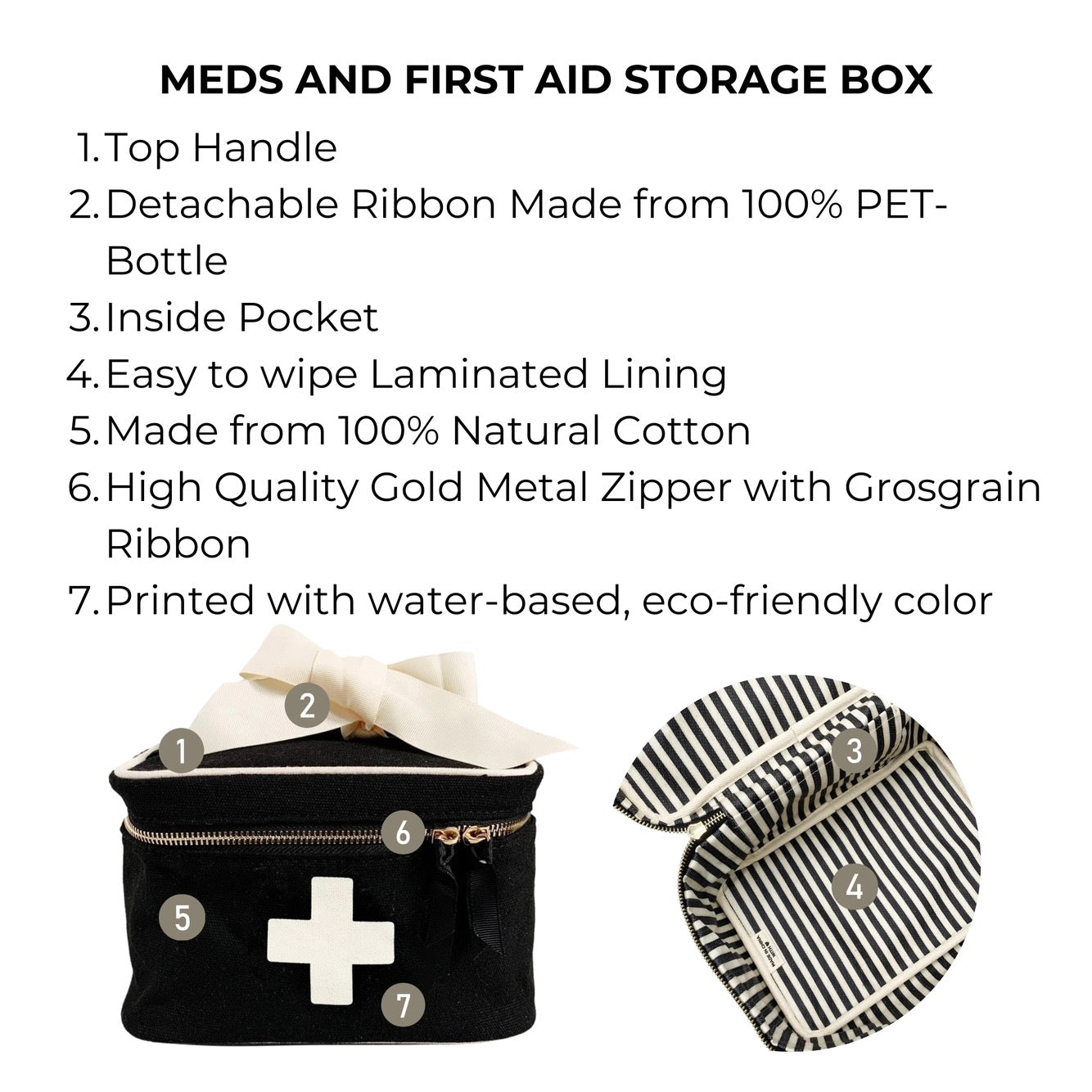 Meds and First Aid Storage Box – Black