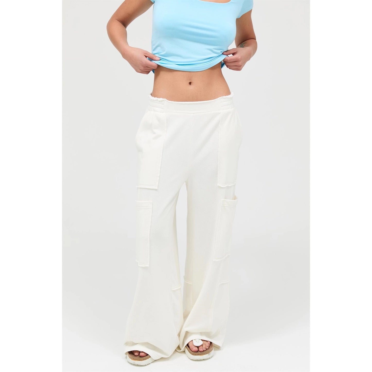 Mineral Wash Wide Leg Cargo Pants