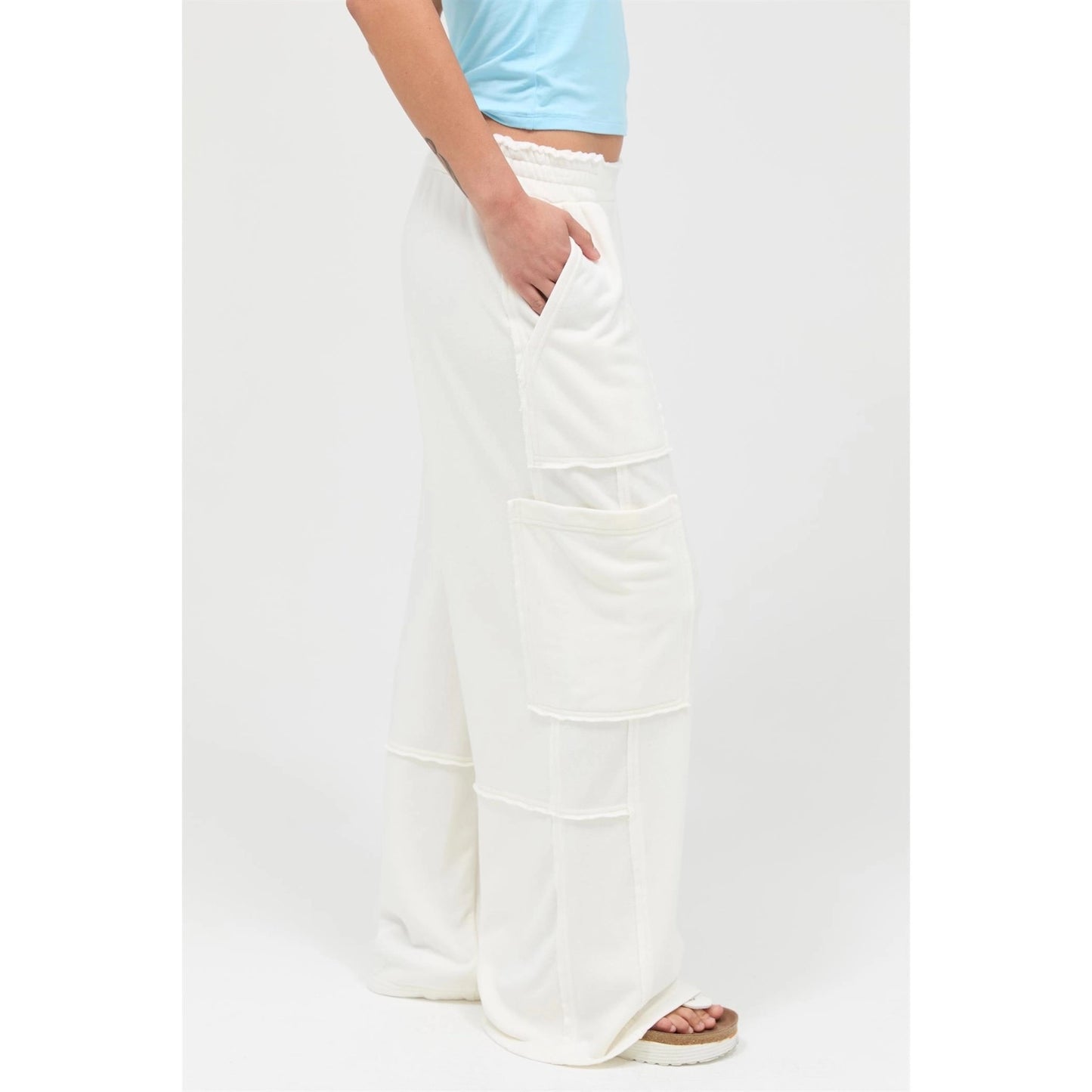 Mineral Wash Wide Leg Cargo Pants