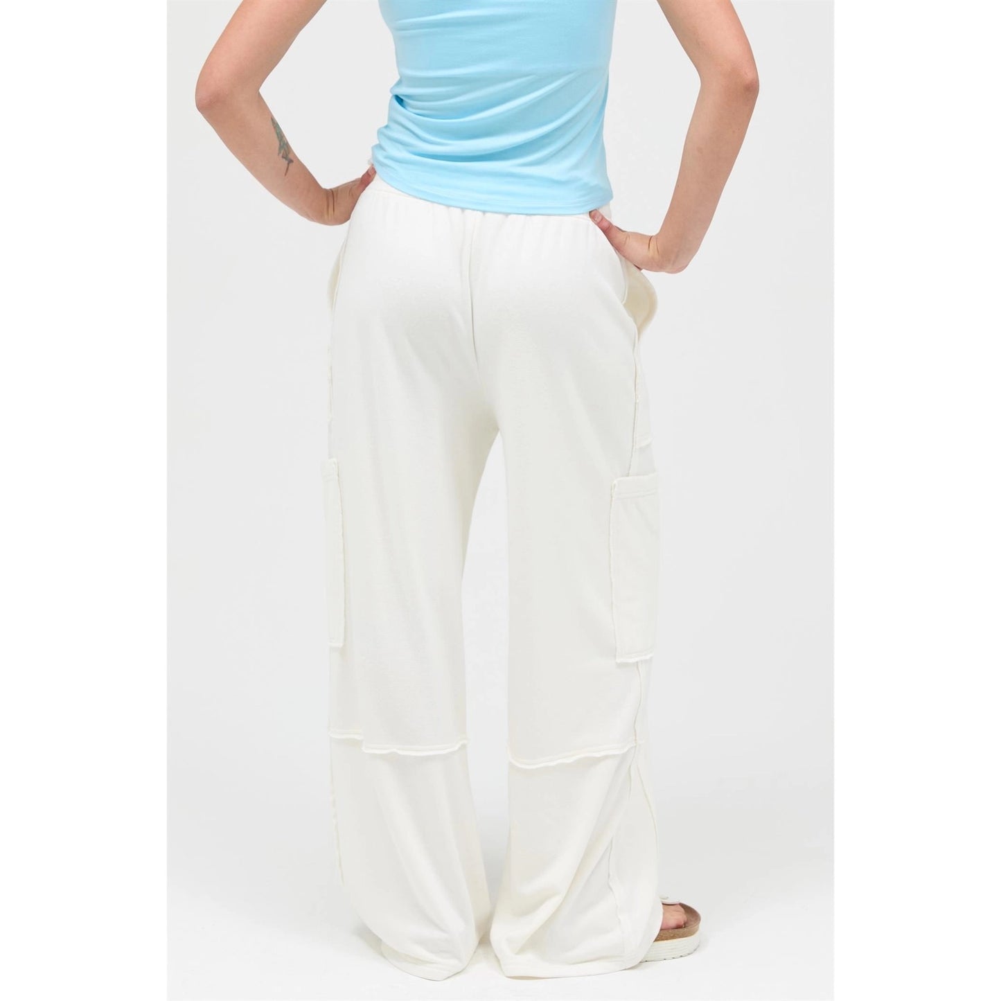Mineral Wash Wide Leg Cargo Pants