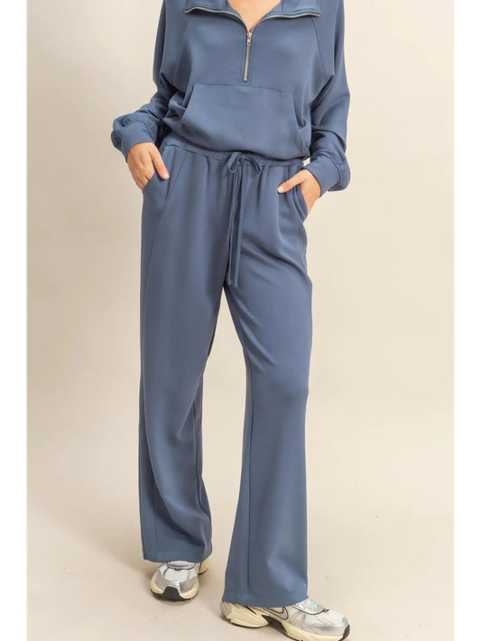 Scuba High-Waist Wide-Leg Drawstring Sweatpants