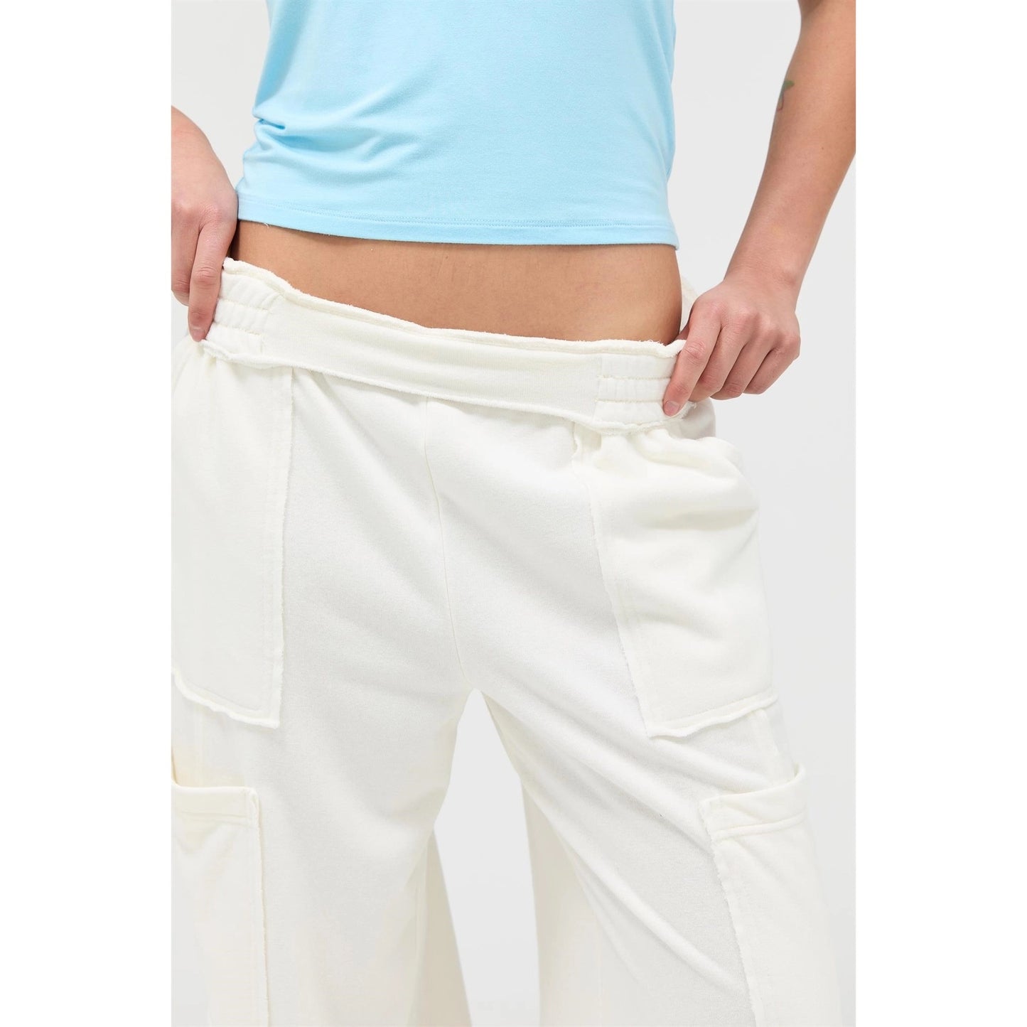 Mineral Wash Wide Leg Cargo Pants