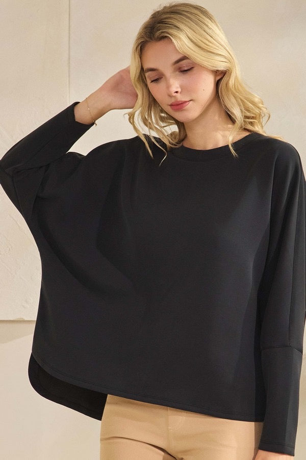 LY Sofie Soft Relaxed Dolman Sleeve Crew Neck Top