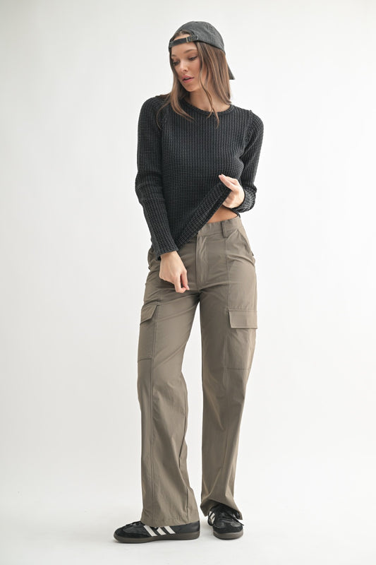 Mono B MID-RISE WIDE LEG CARGO PANTS