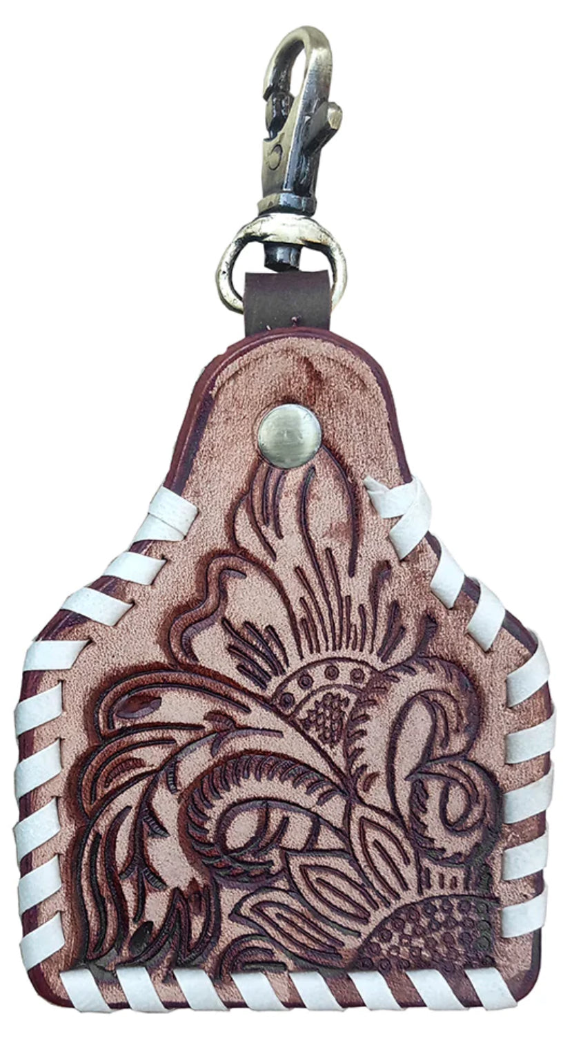 American Darling Tooled leather keychain