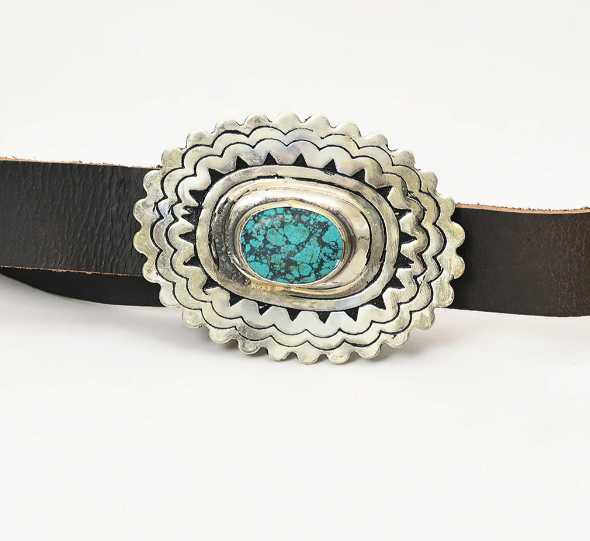 American Darling faux turquoise Leather Round Concho belt