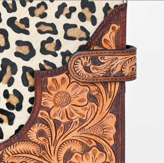 Leopard tooled leather Portfolio