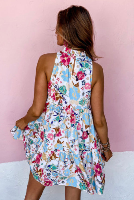 Floral high neck dress