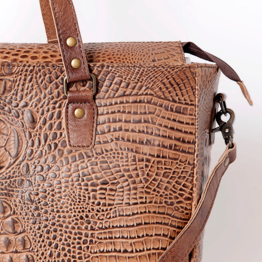 American Darling Crocodile Embossed Tote Briefcase Carry-on