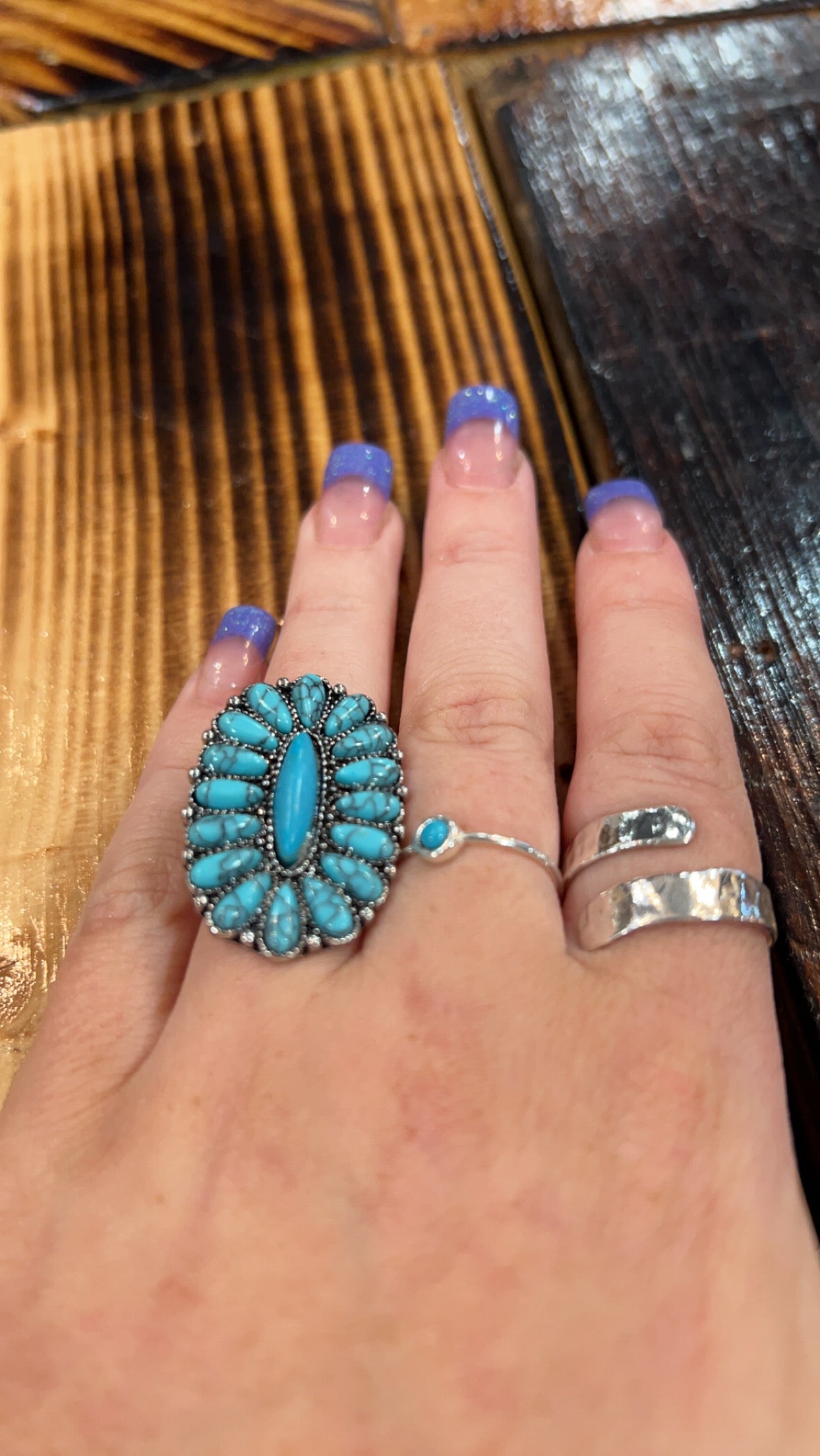 Faux turquoise adjustable ring