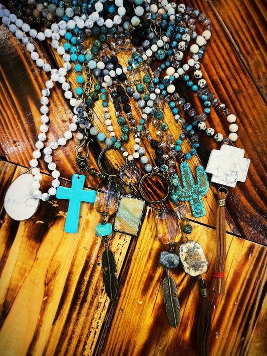 Long Beaded Necklace with Pendant