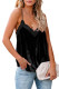 Black Luxury Lacy V Neck Spaghetti Straps Velvet Tank