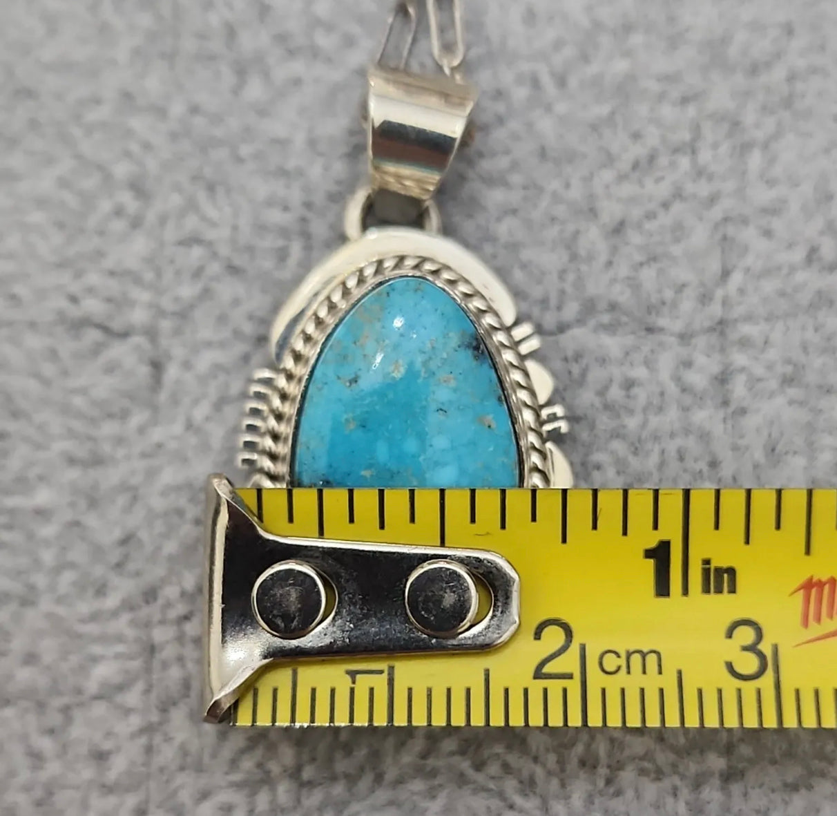 AUTHENTIC HANDMADE Navajo marked Lee Larson Sterling Silver Turquoise Necklace And Pendant