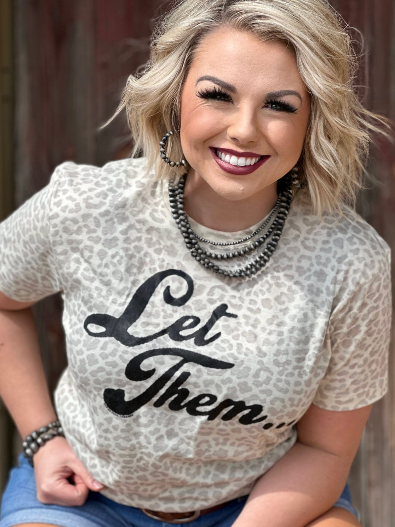 “Let Them”  Graphic T-shirt, Texas True tan, leopard print