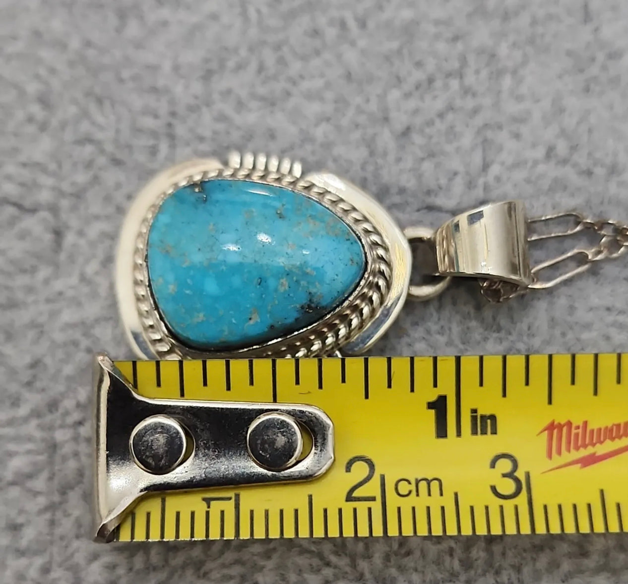 AUTHENTIC HANDMADE Navajo marked Lee Larson Sterling Silver Turquoise Necklace And Pendant