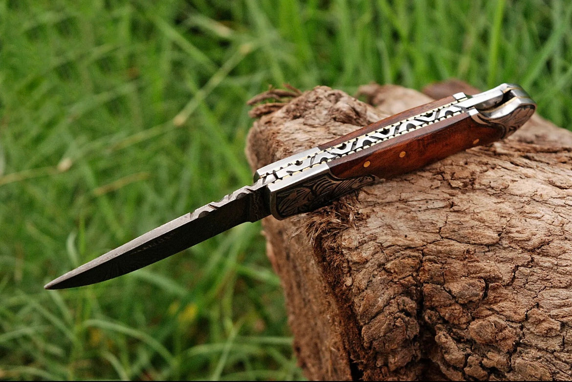 CUSTOM HANDMADE FORGED DAMASCUS STEEL FOLDING POCKET KNIFE