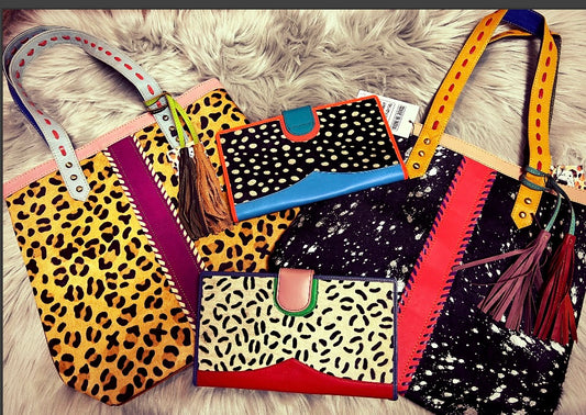 Leopard purple strap tote