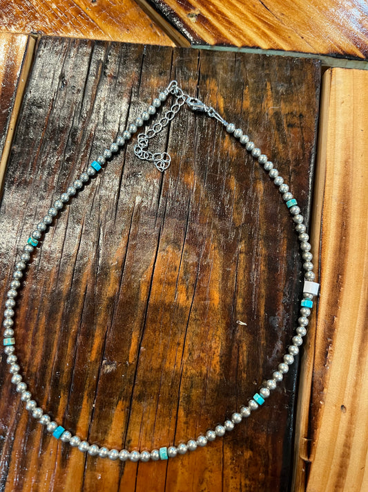 Turquoise, Navajo pearl beaded choker