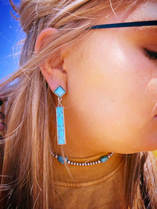 Faux Caraway stream dangle earrings turquoise