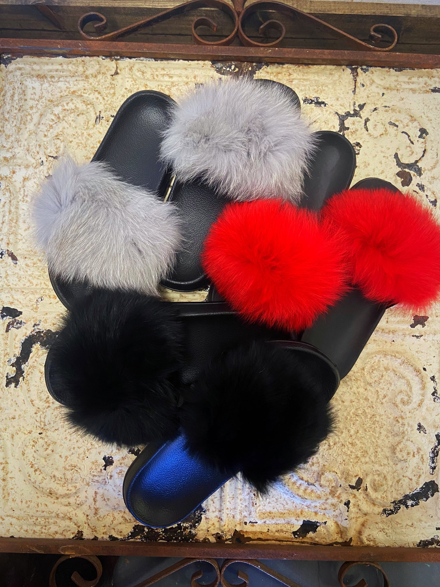 Rabbit Fur Slides Slipoers