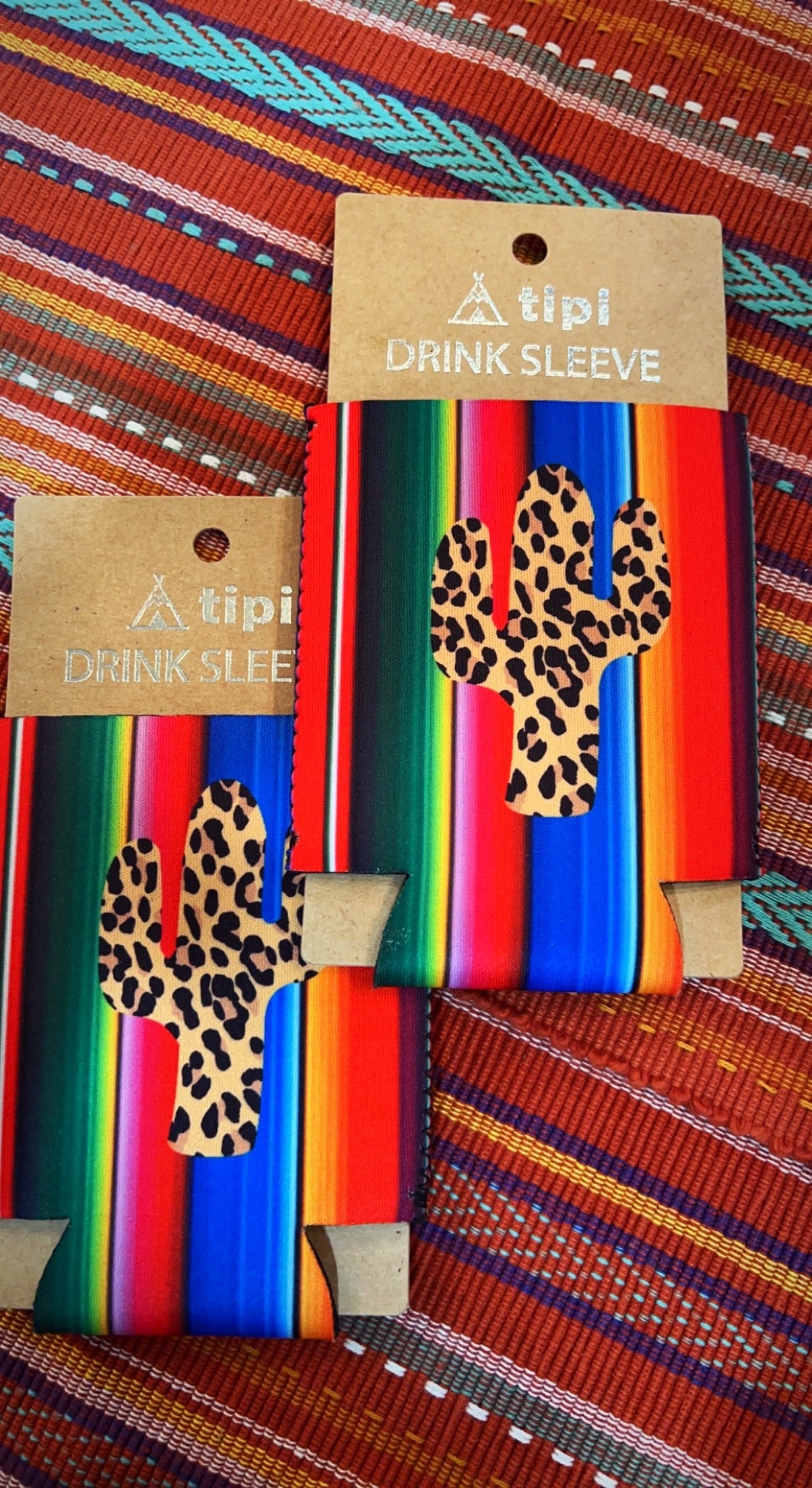 Drink sleeve coozie serape leopard Aztec