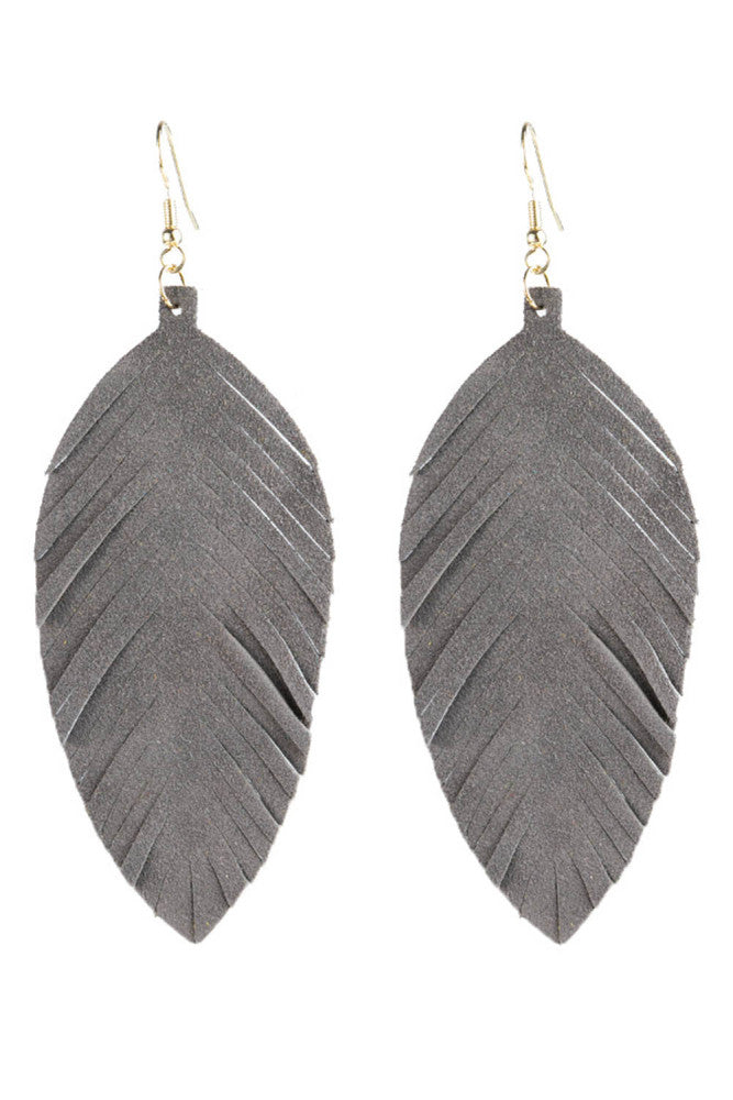 Gray feather earrings