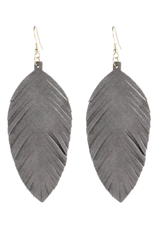 Gray feather earrings