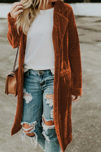 rust Velvet Long Sleeve Pocket duster