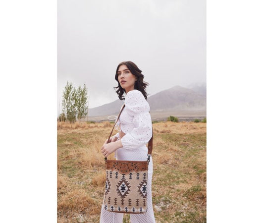 Myra Traditional Aztec tooled bag messenger