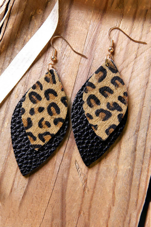 Leopard layered drop earrings
