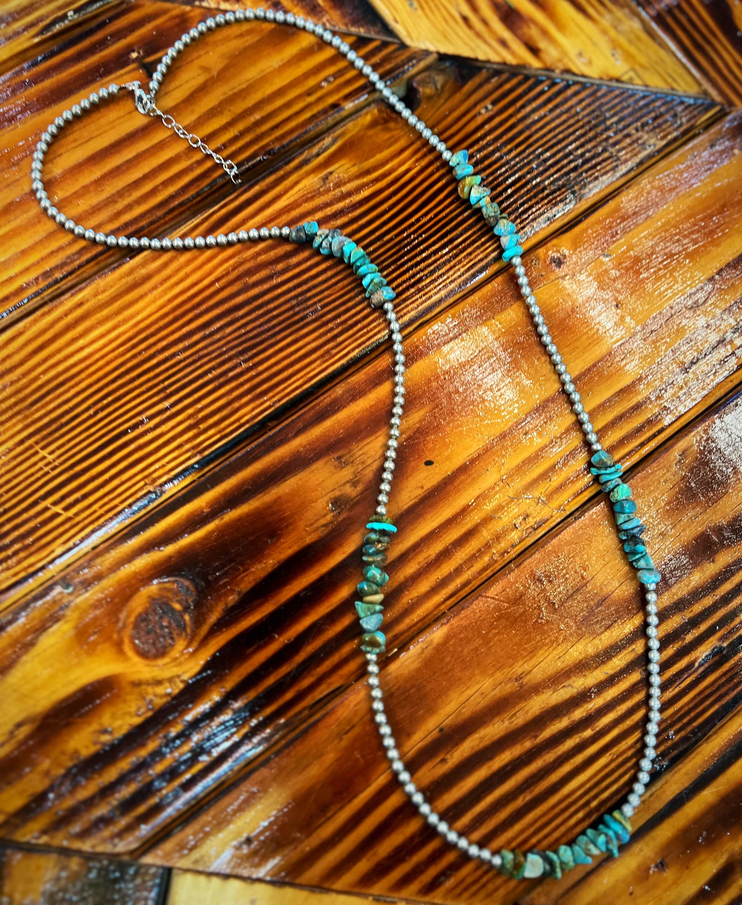 26” turquoise sterling silver necklace