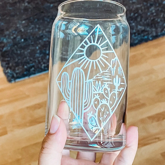 Cactus Sunrise Glass Cup