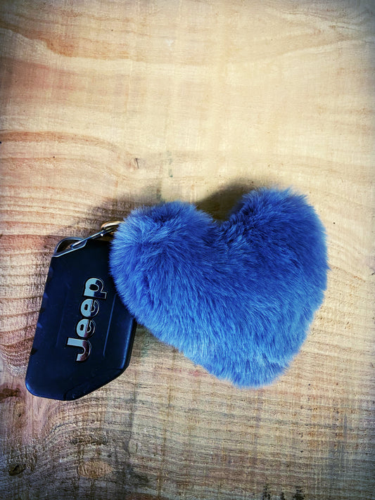 Heart fuzzy keychain