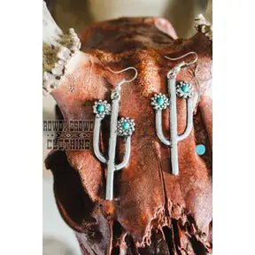 Cactus earrings faux turquoise