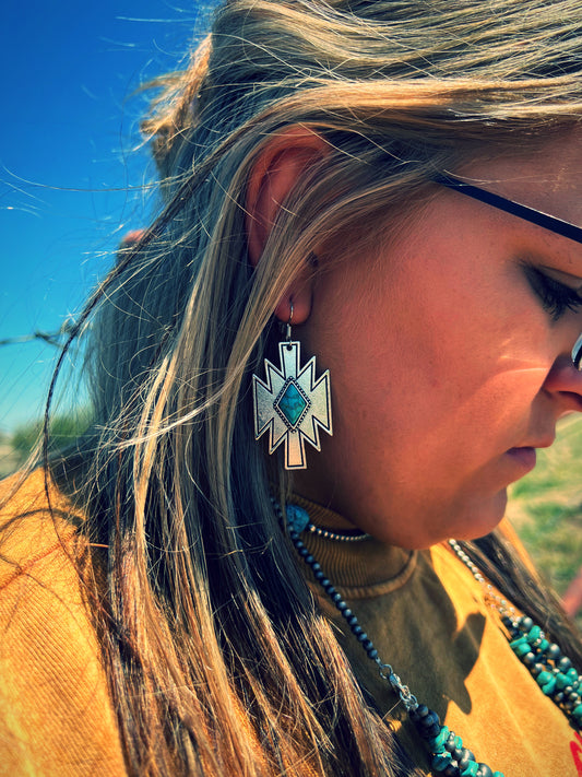 Choctaw nation earrings Aztec turquoise