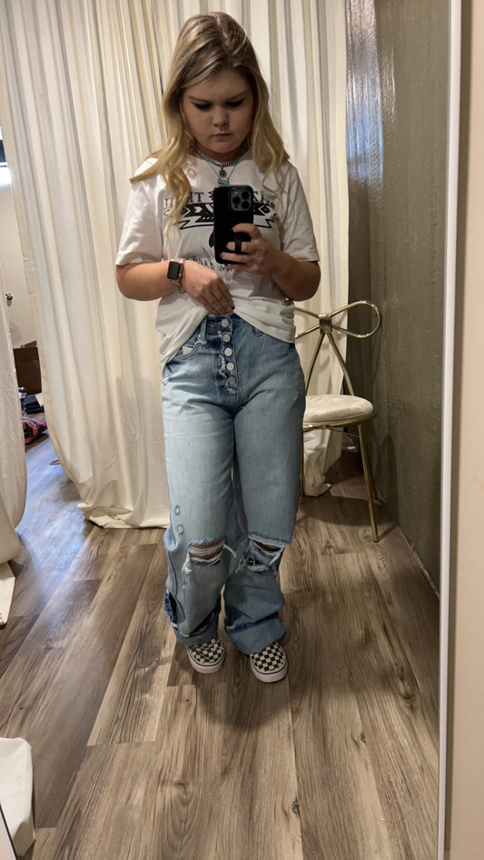 KanCan Afton 90s High Rise Five Button Fly Flare