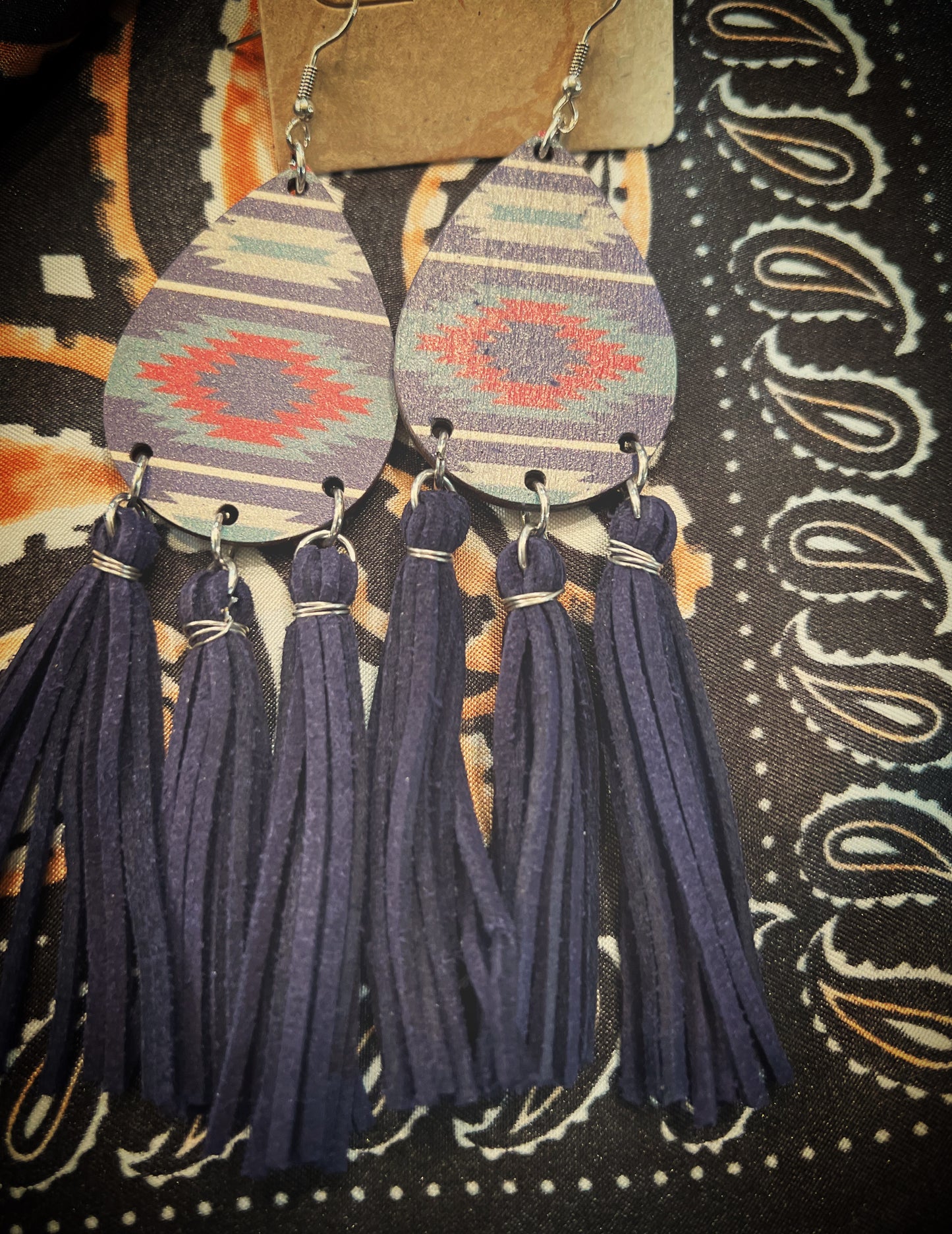 Navy blue Aztec earrings