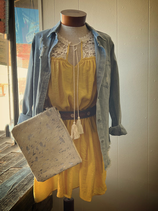 Yellow lace dress